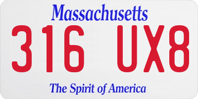 MA license plate 316UX8