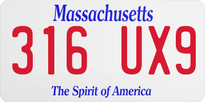 MA license plate 316UX9