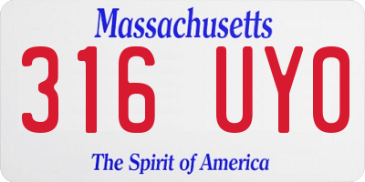 MA license plate 316UY0