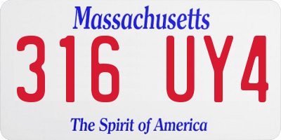 MA license plate 316UY4