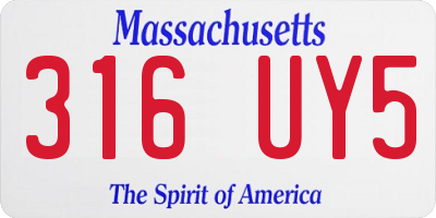 MA license plate 316UY5