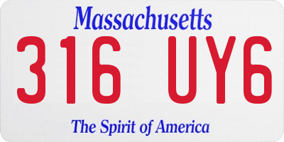 MA license plate 316UY6