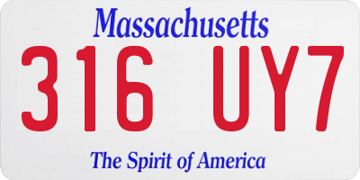MA license plate 316UY7