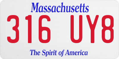 MA license plate 316UY8