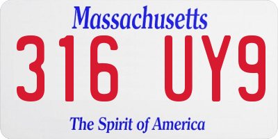 MA license plate 316UY9