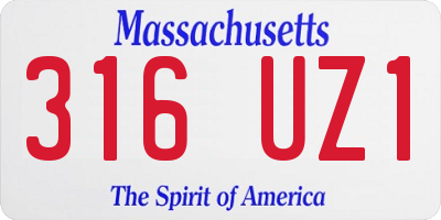 MA license plate 316UZ1