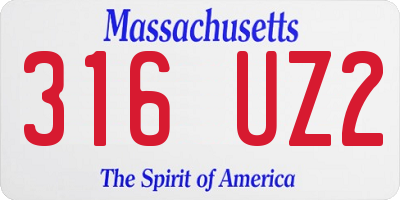 MA license plate 316UZ2