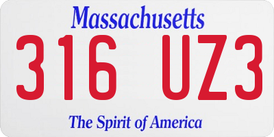 MA license plate 316UZ3