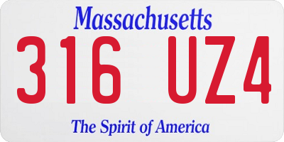 MA license plate 316UZ4