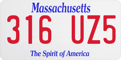 MA license plate 316UZ5