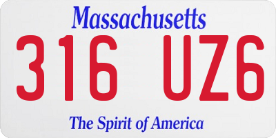 MA license plate 316UZ6