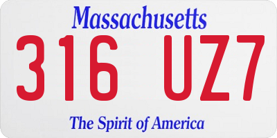 MA license plate 316UZ7