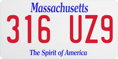 MA license plate 316UZ9