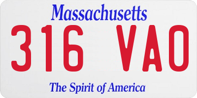 MA license plate 316VA0