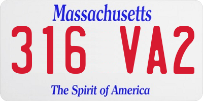 MA license plate 316VA2