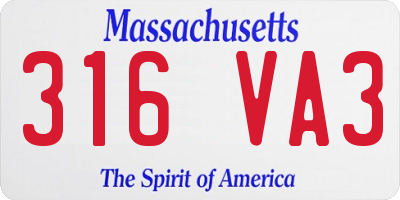 MA license plate 316VA3