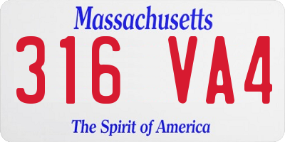 MA license plate 316VA4