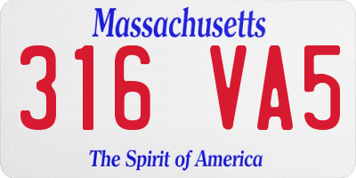 MA license plate 316VA5