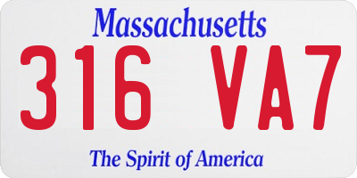 MA license plate 316VA7
