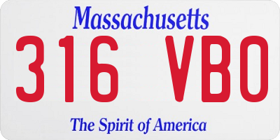 MA license plate 316VB0