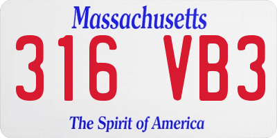 MA license plate 316VB3