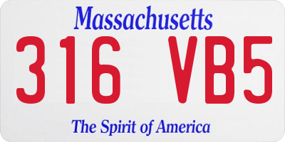 MA license plate 316VB5