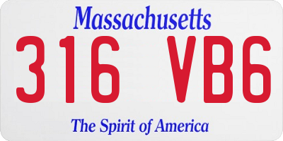 MA license plate 316VB6