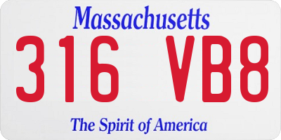 MA license plate 316VB8