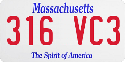 MA license plate 316VC3
