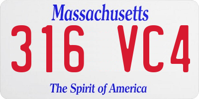 MA license plate 316VC4