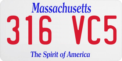 MA license plate 316VC5
