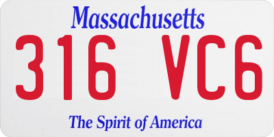 MA license plate 316VC6
