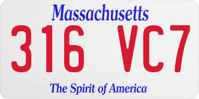 MA license plate 316VC7