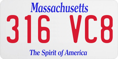MA license plate 316VC8