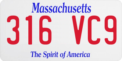 MA license plate 316VC9