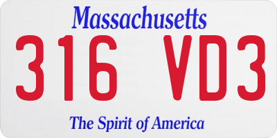 MA license plate 316VD3
