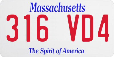 MA license plate 316VD4