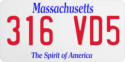 MA license plate 316VD5
