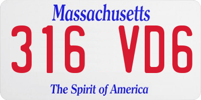 MA license plate 316VD6