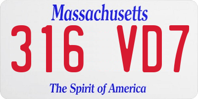 MA license plate 316VD7