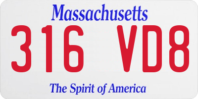 MA license plate 316VD8