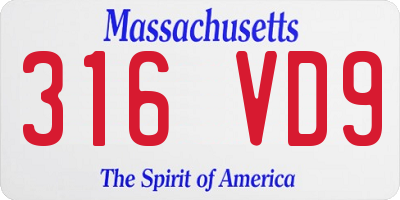 MA license plate 316VD9