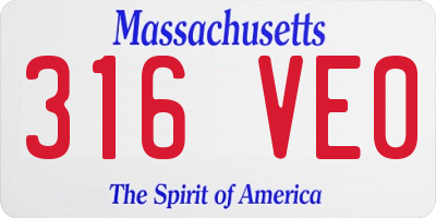 MA license plate 316VE0