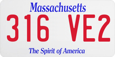 MA license plate 316VE2