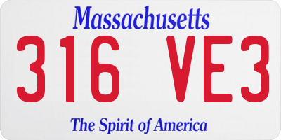 MA license plate 316VE3