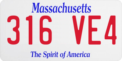 MA license plate 316VE4