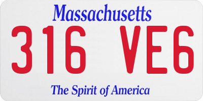 MA license plate 316VE6