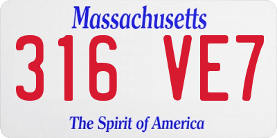MA license plate 316VE7