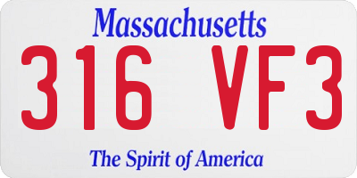 MA license plate 316VF3