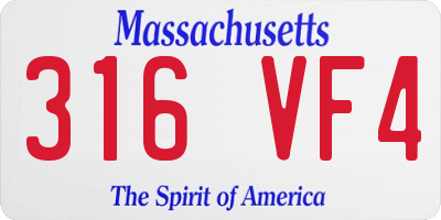 MA license plate 316VF4